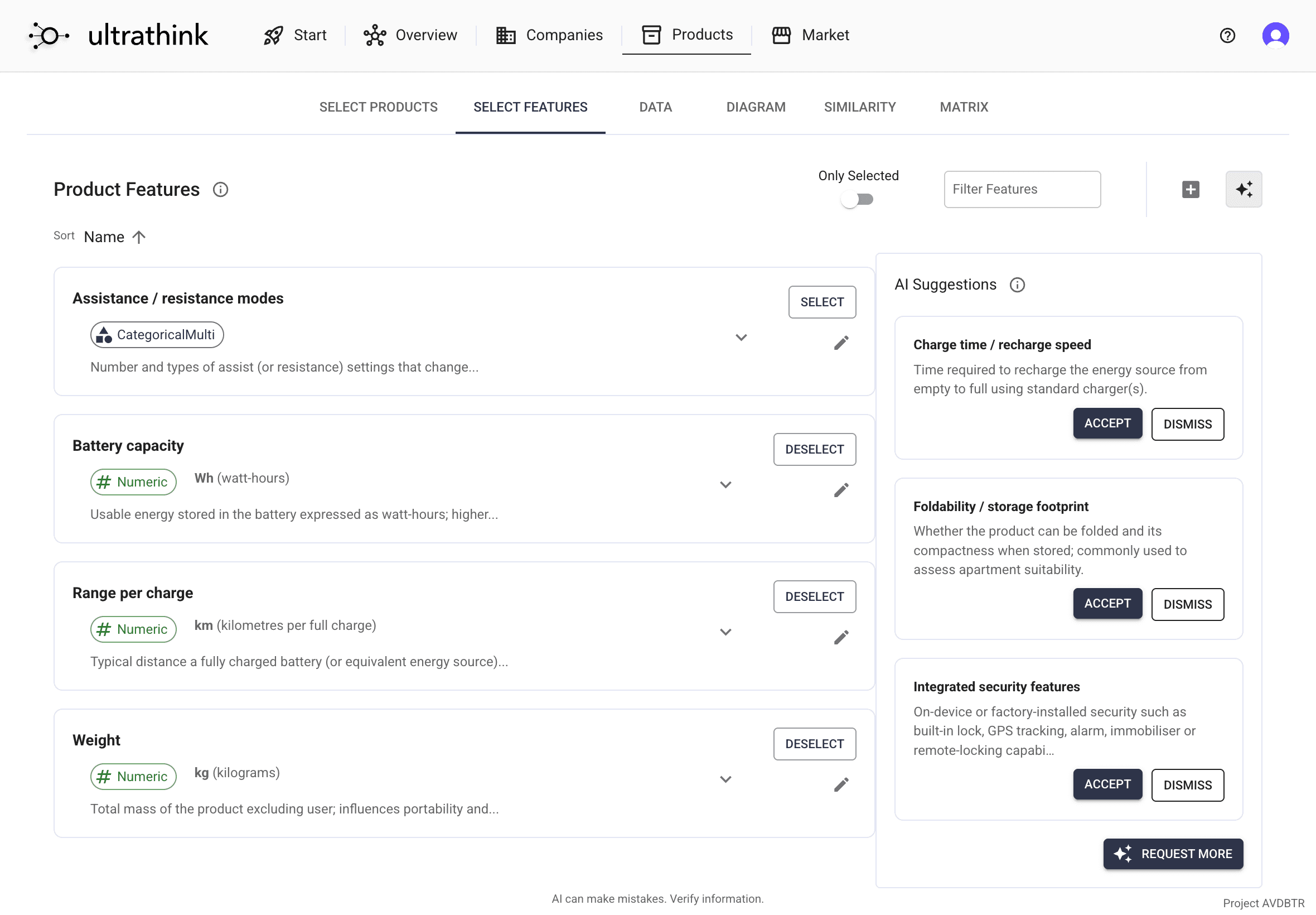 Compare portfolios on feature level